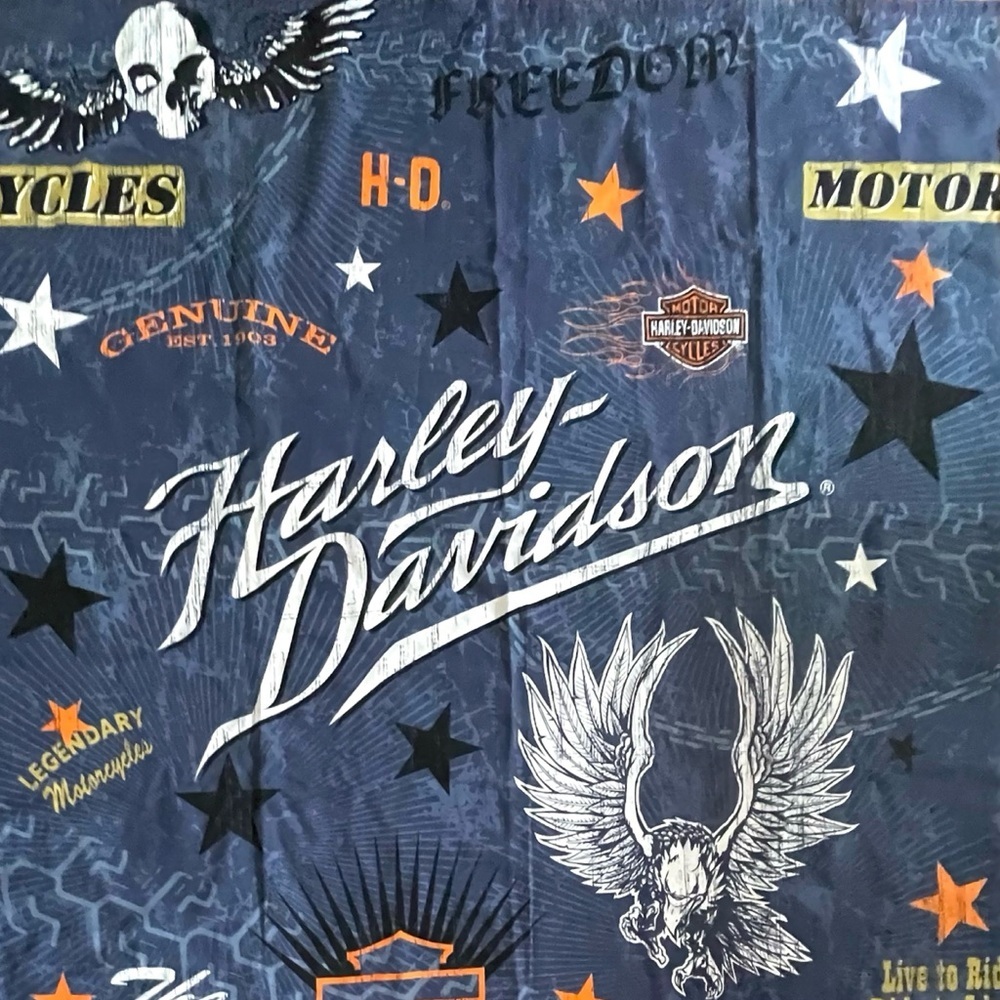 Harley-Davidson Fabric Shower Curtain Denim 71” x 72”